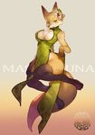  breasts canine cleavage clothed clothing dress female floating flower fox long_tail looking_at_viewer mammal plain_background solo zhuzi 