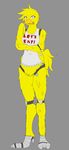  avian bird bottomless chica_(fnaf) chicken clothed clothing english_text female five_nights_at_freddy&#039;s looking_at_viewer machine mechanical robot solo text unknown_artist 