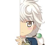  brown_eyes eyebrows_visible_through_hair hair_ornament kantai_collection long_hair looking_at_viewer nagineko peeking_out silver_hair solo transparent_background unryuu_(kantai_collection) 