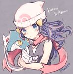  azelf bad_id bad_twitter_id bare_shoulders beanie blue_eyes blue_hair gen_4_pokemon hair_ornament hairclip hat hikari_(pokemon) kabocha_torute pokemon pokemon_(creature) scarf 