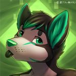  2014 arcturus black_fur canine cute dog embark fur green_eyes green_fur green_nose hair headshot horn husky icon invalid_color looking_at_viewer male mammal solo tongue zeta-haru 