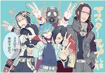  annoyed arm_around_neck barbell_piercing belt clear_(dramatical_murder) double_v dramatical_murder eyebrow_piercing finger_puppet gas_mask grin hairlocs hat headband headphones headphones_around_neck honya_lala japanese_clothes koujaku lip_piercing mink_(dramatical_murder) multiple_boys noiz_(dramatical_murder) nose_piercing official_art piercing puppet ren_(dramatical_murder) seragaki_aoba smile translation_request v 