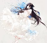  alice_(pandora_hearts) barefoot braid brown_hair closed_eyes dress frilled_dress frills highres long_hair paint_splatter pandora_hearts shirashima_yuri solo very_long_hair white_dress 