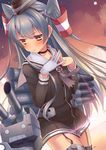  abondz amatsukaze_(kantai_collection) blush garter_straps gloves hair_tubes hairband hat highres innertube kantai_collection long_hair looking_away machinery rensouhou-kun silver_hair solo thighhighs torpedo turret two_side_up yellow_eyes 