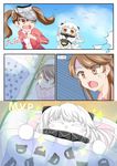  :t brown_eyes brown_hair chestnut_mouth closed_eyes comic dreaming futon highres horns kantai_collection lying mittens monster multiple_girls mvp northern_ocean_hime open_mouth orange_eyes pajamas pillow ryuujou_(kantai_collection) shinkaisei-kan silent_comic sleeping sparkle sweat teke28 torn_clothes translated twintails visor_cap wavy_mouth white_hair 