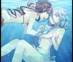  :/ aoki_hagane_no_arpeggio aoki_shizumi ashigara_(aoki_hagane_no_arpeggio) atago_(aoki_hagane_no_arpeggio) bad_id bad_pixiv_id bikini black_hair blue_eyes blue_hair hair_ornament holding_hands interlocked_fingers looking_at_viewer multiple_girls navel open_mouth pillarboxed red_eyes swimsuit underwater 