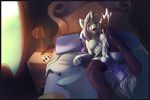  2014 anthro balls bed bedroom breasts cum cum_on_balls cum_on_face cum_on_self dickgirl equine hair horn inside intersex lamp legwear lying mammal my_little_pony nipples noben on_back on_bed one_eye_closed open_mouth original_character penis pillow solo thigh_highs unicorn 