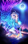  blue_eyes chabaneko highres horns long_hair original solo tail white_hair 