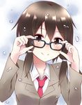  absurdres asada_shino black_hair brown_eyes glasses highres nikitan_(niki) school_uniform short_hair smile sword_art_online 
