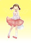  :d bad_id bad_pixiv_id blush brown_hair child closed_eyes doujima_nanako fake_wings full_body gradient gradient_background hair_ribbon kamimon mary_janes open_mouth persona persona_4 ribbon shoes short_hair smile socks solo twintails white_legwear wings 
