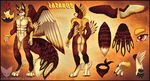  2014 avian bird canine feathers fox fur hand hindpaw hybrid lazarus_(rukaisho) looking_at_viewer male mammal mark_haynes paws phoenix red_eyes red_fur scarf tail_feathers wings yellow_fur 