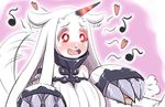  :d animal_ears blush breasts claws dog_ears dog_tail ear_wiggle eighth_note heart horns kantai_collection kemonomimi_mode large_breasts long_hair looking_at_viewer musical_note open_mouth red_eyes ribbed_sweater seaport_hime shinkaisei-kan smile solo sweater tail tail_wagging u-non_(annon'an) white_hair white_skin 