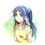  aki_(neyuki41028) blue_eyes blue_hair casual hiradaira_chisaki long_hair nagi_no_asukara side_ponytail smile solo 