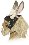  animal_ears bunny_ears choker dark_skin ears_through_headwear face final_fantasy final_fantasy_xii fran helmet highres lips long_hair nose ponytail profile red_eyes smile solo steffydoodles viera white_hair 