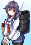  ahoge crane highres kantai_collection long_hair looking_at_viewer machinery pantyhose purple_hair red_eyes smile solo taigei_(kantai_collection) tomoo_(tomo) torpedo 