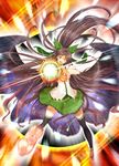  aiming_at_viewer arm_cannon black_hair black_wings bow cape hair_bow long_hair matanonki red_eyes reiuji_utsuho solo third_eye touhou weapon wings 