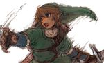  bad_id bad_pixiv_id blonde_hair blue_eyes earrings gloves hat holding holding_sword holding_weapon jewelry left-handed link male_focus pointy_ears sheath shield solo sword the_legend_of_zelda the_legend_of_zelda:_twilight_princess weapon yo_mo 