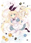  :q alice_(wonderland) alice_in_wonderland aqua_eyes banned_artist blonde_hair hairband long_hair looking_at_viewer original solo suihi thighhighs tongue tongue_out white_legwear 