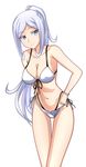  aila_jyrkiainen bikini blue_eyes bracelet breasts cleavage front-tie_top gundam gundam_build_fighters highres jewelry kenken large_breasts long_hair looking_at_viewer ponytail side-tie_bikini silver_hair simple_background smile solo swimsuit thigh_gap white_background 