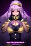  beyond_the_nobles breasts cleavage dress gloves glowing haarie hairband huge_breasts idolmaster idolmaster_(classic) lock long_hair looking_at_viewer purple_eyes purple_hair shijou_takane solo upper_body 