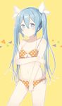  aqua_eyes aqua_hair bikini hatsune_miku highres long_hair minasenagi ribbon solo swimsuit twintails vocaloid 