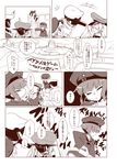  3girls admiral_(kantai_collection) bismarck_(kantai_collection) clothes_writing comic hat highres kantai_collection monochrome multiple_girls nananana_nanana sailor_hat short_hair translation_request vacuum_cleaner z1_leberecht_maass_(kantai_collection) z3_max_schultz_(kantai_collection) 