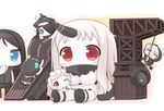  6+girls airfield_hime black_hair blue_eyes blush_stickers cape chibi closed_eyes finger_in_mouth hair_over_one_eye hat horn horns i-class_destroyer kantai_collection long_hair multiple_girls naturalton one_eye_closed pale_skin re-class_battleship red_eyes ru-class_battleship seaport_hime shinkaisei-kan short_hair so-class_submarine white_background white_hair wo-class_aircraft_carrier 