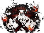  akira_(kadokawa) breasts cannon covered_mouth dress kantai_collection large_breasts long_hair midway_hime official_art pale_skin red_eyes shinkaisei-kan solo transparent_background turret very_long_hair white_dress white_hair 