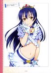  blue_hair blush brown_eyes choker gloves jewelry long_hair love_live!_school_idol_project otono_natsu royal royalty skirt smile sonoda_umi 