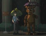 animated avian bear bird bonnie_(fnaf) bow chica_(fnaf) chicken clothing crossover english_text five_nights_at_freddy&#039;s forte-girl7 freddy_(fnaf) hat human lagomorph long_ears looking_at_viewer machine male mammal mechanical mike_schmidt my_neighbor_totoro nude outside rabbit rain robot security shoes sign standing text tree umbrella video_games 