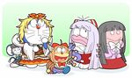  bow chinpui chinpui_(chinpui) crossover dora_ita doraemon doraemon_(character) dorompa_(q-tarou) fujiko_f_fujio_(style) fujiwara_no_mokou gourd hair_bow horn_ribbon horns houraisan_kaguya ibuki_suika kiteretsu_daihyakka korosuke mouse_ears mouse_tail nazrin no_humans obake_no_q-tarou parody q-tarou red_nose ribbon style_parody tail toramaru_shou touhou 