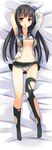  arms_up bangs black_hair black_legwear blunt_bangs blush bra bra_lift breasts cameltoe gloves grey_skirt hanley hime_cut isokaze_(kantai_collection) kantai_collection long_hair looking_at_viewer lying medium_breasts navel neckerchief no_shoes on_back open_clothes panties pleated_skirt red_eyes sailor_collar school_uniform serafuku single_thighhigh skirt skirt_lift solo thighhighs torn_clothes torn_legwear torn_skirt torn_sleeves underboob underwear white_bra white_gloves white_panties 