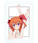  bad_id bad_pixiv_id barefoot bikini bow food gekkan_shoujo_nozaki-kun hair_bow long_hair lying on_stomach orange_hair polka_dot polka_dot_bikini polka_dot_bow polka_dot_swimsuit popsicle purple_eyes red_bikini sakura_chiyo solo swimsuit undershaft 