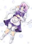  betanya bloomers hat lavender_hair letty_whiterock lying purple_eyes scarf short_hair solo touhou underwear 