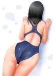  ass back bad_id bad_pixiv_id black_hair competition_swimsuit copyright_request from_behind mole mole_on_ass mole_on_body natsu_no_yudoufu one-piece_swimsuit short_hair solo swimsuit thigh_gap 