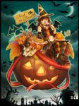  apple arachnid bad_id bad_pixiv_id bat bat_wings brown_eyes brown_hair bug candy copyright_request dog food fruit graveyard halloween hat jack-o'-lantern long_hair moon night pie pumpkin sae_(revirth) solo spider tree trick_or_treat wings witch witch_hat 