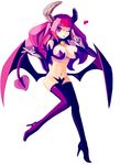  aiko_(nothing_for) breasts demon_girl demon_tail disgaea heart high_heels highres horns large_breasts one_eye_closed revealing_clothes shoes solo succubus succubus_(disgaea) tail thighhighs 