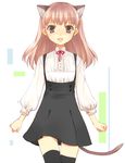  animal_ears brown_eyes brown_hair cat_ears mofmof_(sousa) original solo tail thighhighs zettai_ryouiki 