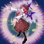  abo_(hechouchou) animal_ears bad_id bad_pixiv_id brown_eyes fingernails hat long_fingernails musical_note mystia_lorelei pink_hair shoes short_hair solo touhou winged_shoes wings 