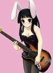  akiyama_mio animal_ears bass_guitar bunny_ears bunnysuit highres instrument k-on! kazu pantyhose solo 