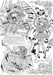  bat_wings bow crack doll fangs flandre_scarlet flower frame frills greyscale hat highres laevatein monochrome open_mouth pantyhose pillow rose screaming short_hair sitting slit_pupils solo stuffed_animal stuffed_toy takatora teddy_bear touhou translation_request wings 