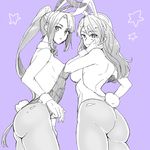  animal_ears ashigara_(kantai_collection) bunny_ears bunny_girl bunny_tail bunnysuit detached_collar ikeshita_moyuko kantai_collection long_hair monochrome multiple_girls nachi_(kantai_collection) pantyhose tail wrist_cuffs 