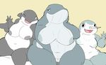  big_breasts breasts cetacean chubby female group horn looking_at_viewer mammal marine narwhal nude one_eye_closed open_mouth orca overweight pussy seated shamelesss thick_thighs whale wide_hips 