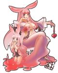  animal_ears blush_stickers breasts bunny_ears cleavage goo_girl heart kazu_(pixiv8325) large_breasts long_hair looking_at_viewer melona monster monster_girl navel pink_hair queen&#039;s_blade queen's_blade 