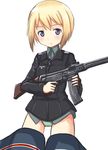  a9b_(louis814) assault_rifle blonde_hair blue_eyes erica_hartmann gun looking_at_viewer military military_uniform open_mouth panties rifle short_hair solo stg44 strike_witches striker_unit underwear uniform weapon world_witches_series 