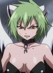  1girl breasts collar green_hair harpy_2 large_breasts lowres short_hair solo sora_no_otoshimono wings yellow_eyes 