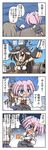  comic fairy_(kantai_collection) gloves hibiki_(kantai_collection) highres kantai_collection kasaneko multiple_girls nagato_(kantai_collection) pink_hair ponytail school_uniform serafuku shiranui_(kantai_collection) silver_hair size_difference translation_request verniy_(kantai_collection) white_gloves 