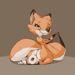  2014 anthro back_turned big_butt blue_eyes brown_background butt canine female fluffy fluffy_tail fox foxy foxy_asso fur happy hindpaw kneeling looking_at_viewer looking_back mammal mascot nude paws plain_background smile solo thick_thighs toilet_paper wide_hips xxylas 