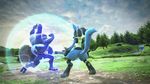  3d animated animated_gif battle epic lucario machamp namco no_humans pokemon pokken_tournament 