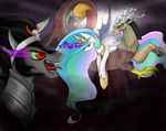  2014 discord_(mlp) equine female feral friendship_is_magic horn horse king_sombra_(mlp) male mammal my_little_pony princess_celestia_(mlp) santagiera unicorn winged_unicorn wings 